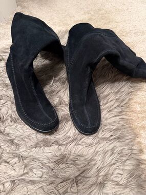 AEROSOLES Women Black Suede Knee-High Boots